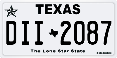 TX license plate DII2087