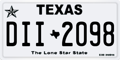 TX license plate DII2098