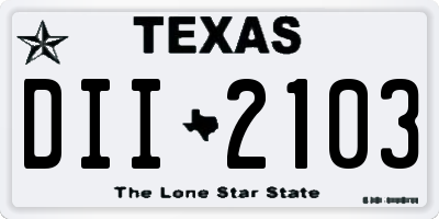 TX license plate DII2103