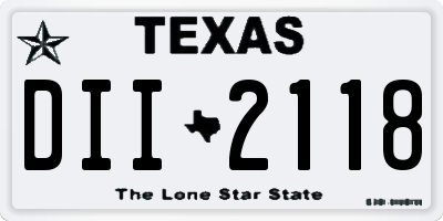 TX license plate DII2118
