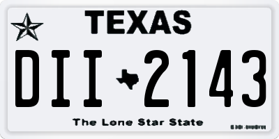 TX license plate DII2143
