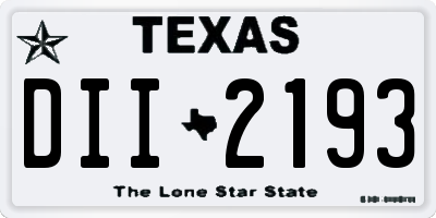 TX license plate DII2193