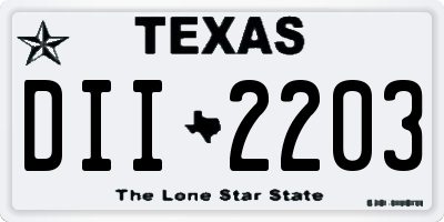 TX license plate DII2203