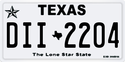 TX license plate DII2204
