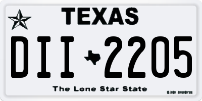 TX license plate DII2205