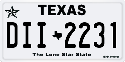 TX license plate DII2231