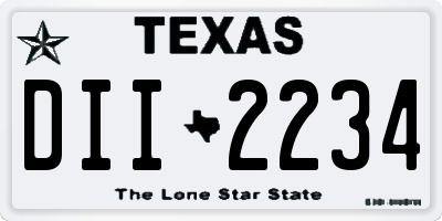 TX license plate DII2234