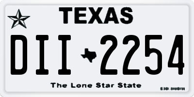 TX license plate DII2254