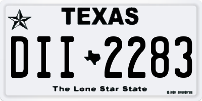 TX license plate DII2283