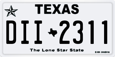 TX license plate DII2311