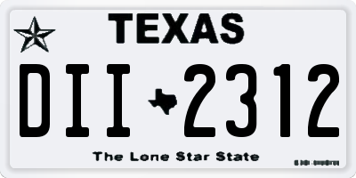TX license plate DII2312