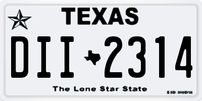 TX license plate DII2314