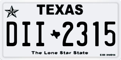 TX license plate DII2315