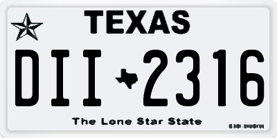 TX license plate DII2316