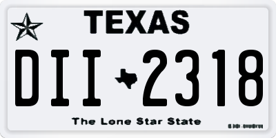 TX license plate DII2318