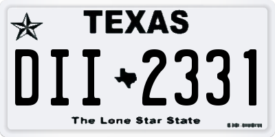 TX license plate DII2331