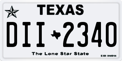 TX license plate DII2340