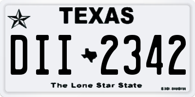 TX license plate DII2342