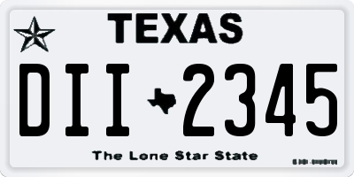 TX license plate DII2345