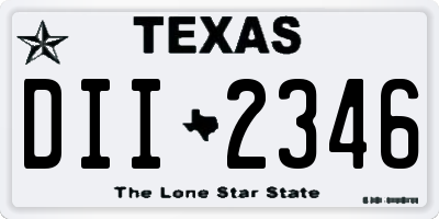 TX license plate DII2346