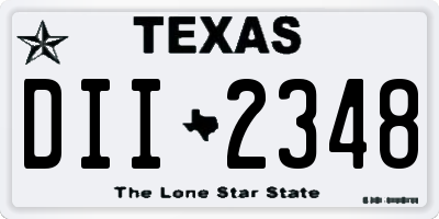 TX license plate DII2348