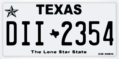 TX license plate DII2354