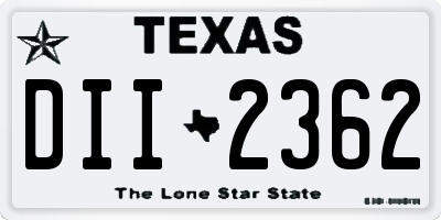 TX license plate DII2362