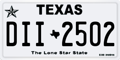 TX license plate DII2502