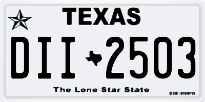 TX license plate DII2503