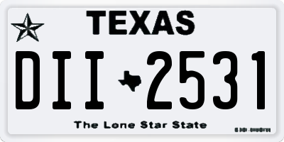 TX license plate DII2531