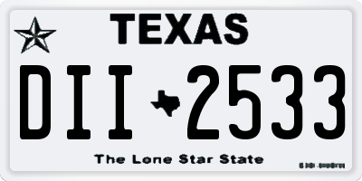 TX license plate DII2533