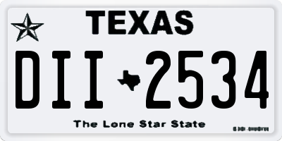TX license plate DII2534