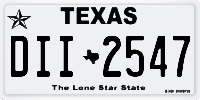 TX license plate DII2547