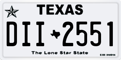 TX license plate DII2551