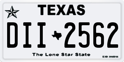 TX license plate DII2562