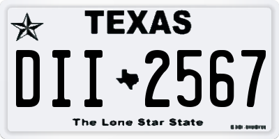 TX license plate DII2567