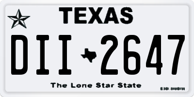TX license plate DII2647