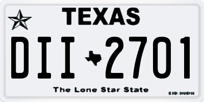 TX license plate DII2701