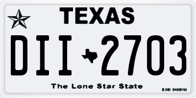 TX license plate DII2703