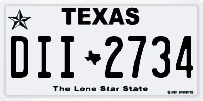 TX license plate DII2734