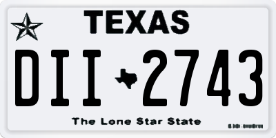 TX license plate DII2743