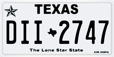 TX license plate DII2747