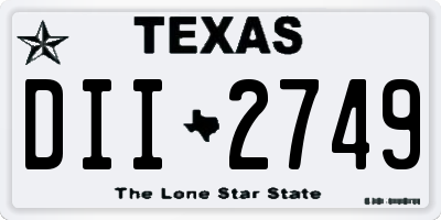 TX license plate DII2749