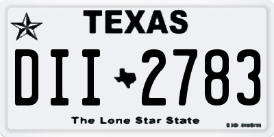 TX license plate DII2783