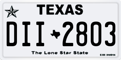 TX license plate DII2803