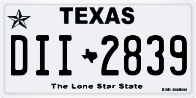 TX license plate DII2839