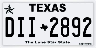 TX license plate DII2892