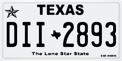 TX license plate DII2893