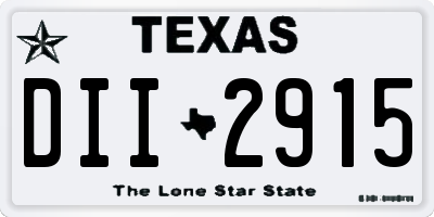 TX license plate DII2915