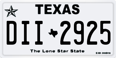 TX license plate DII2925